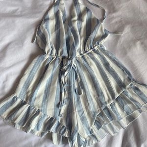stripped v neck romper